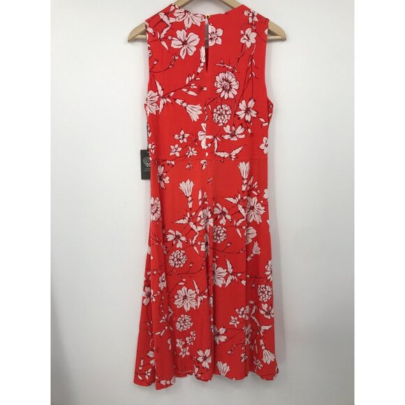 Vince Camuto Floral Knot Front Sleeveless Dress Stretch Red Size 14 Petite NEW - Picture 8 of 8